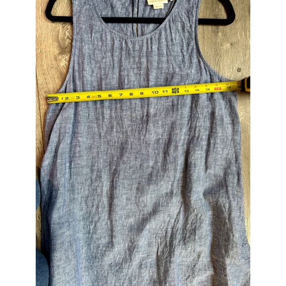 Cynthia Rowley Blue 100% Linen Sleeveless Swing Dress Casual Summer - Picture 9 of 10